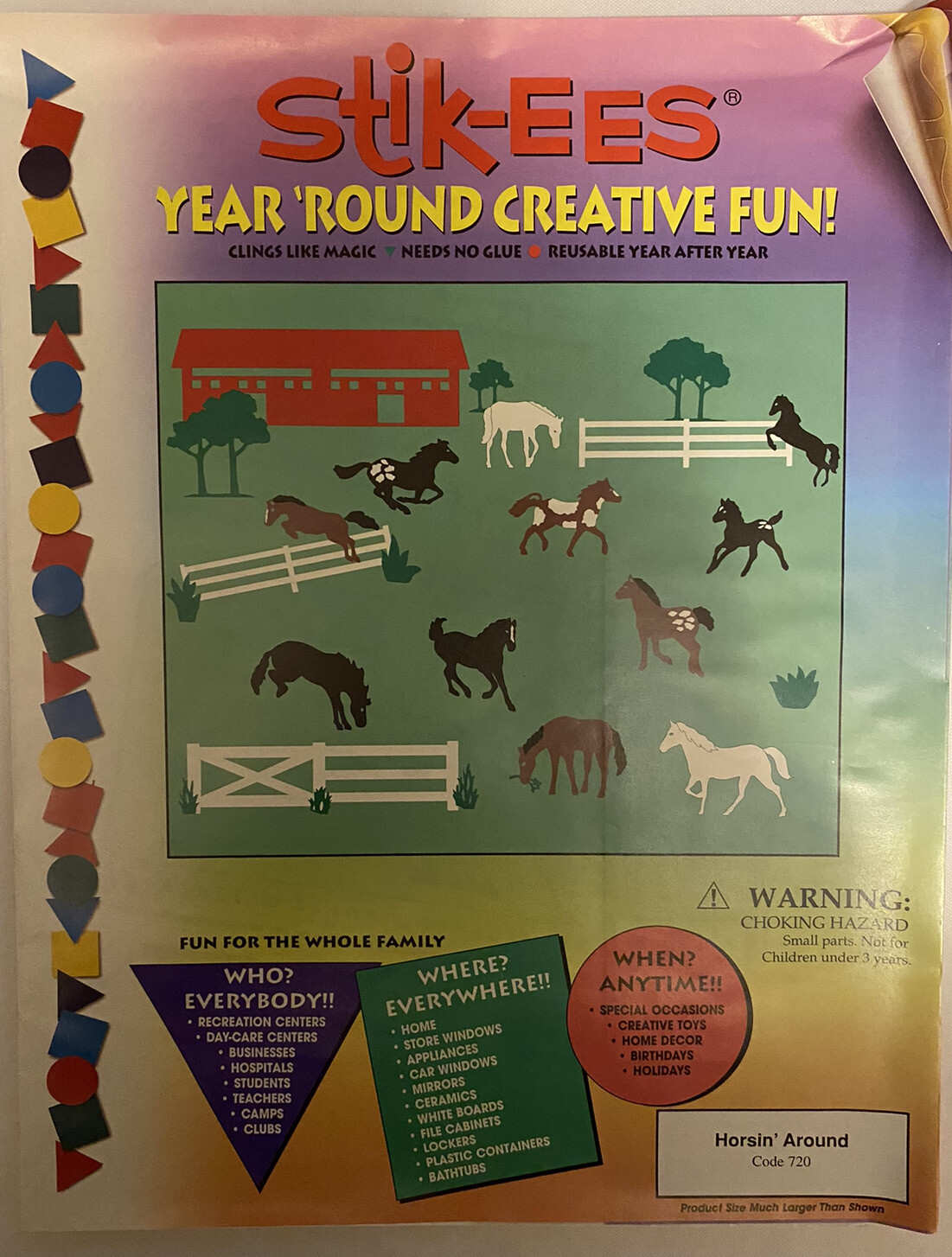 Horsin’ Around Mustangs up to 6” Vintage Stik-EES Vinyl Decals Window Clings NEW