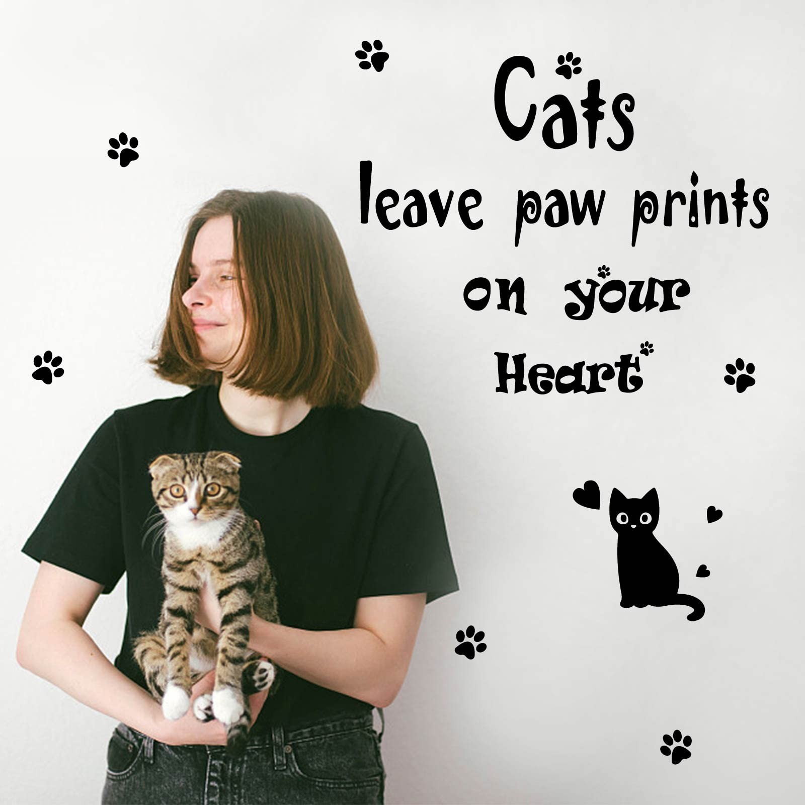 Cats Wall Decor Black Cat Wall Stickers Cats Leave Paw Prints on Your Hearts …