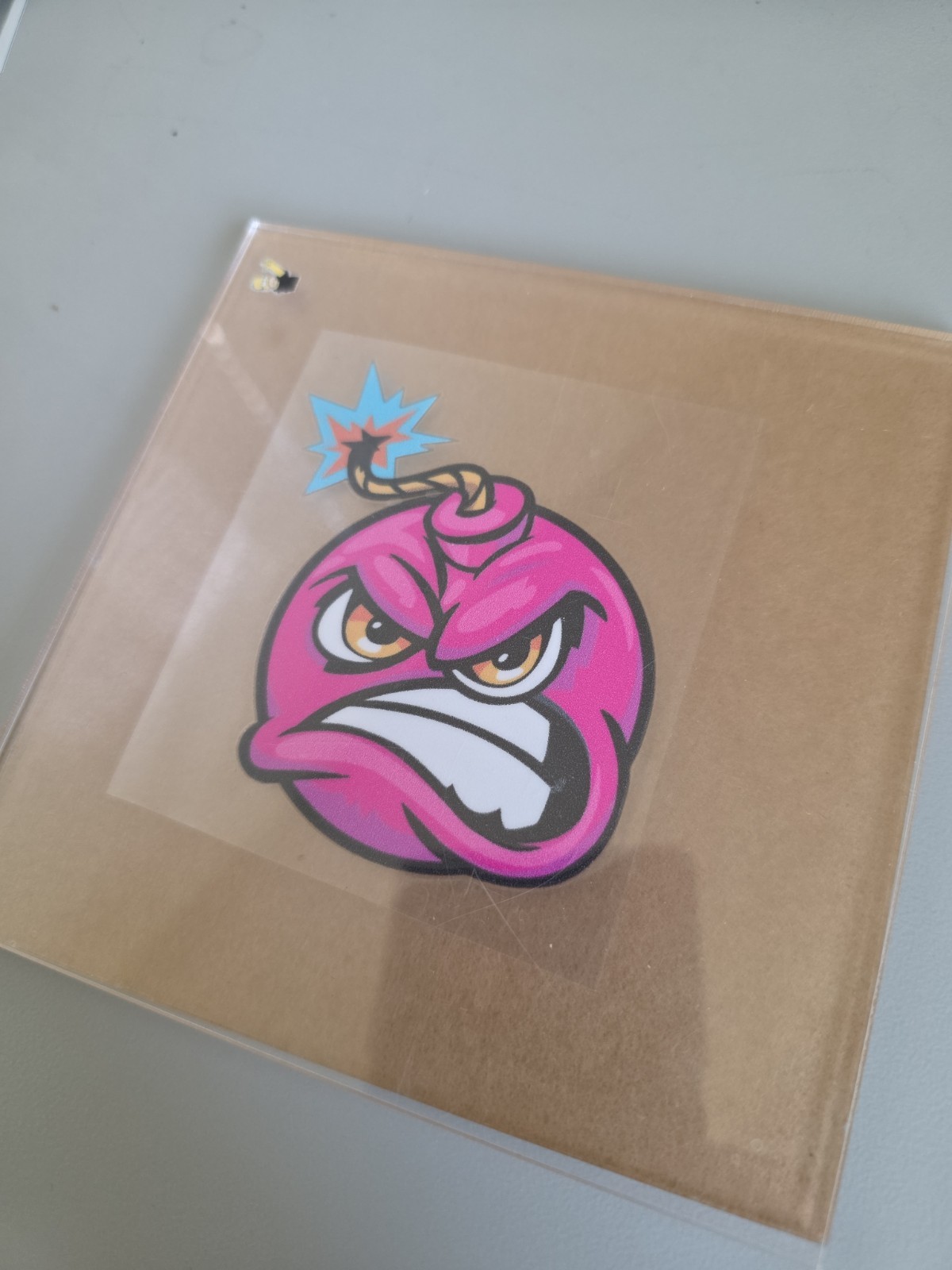 Pink Custom UV DTF Ignited Angry Bomb Decal