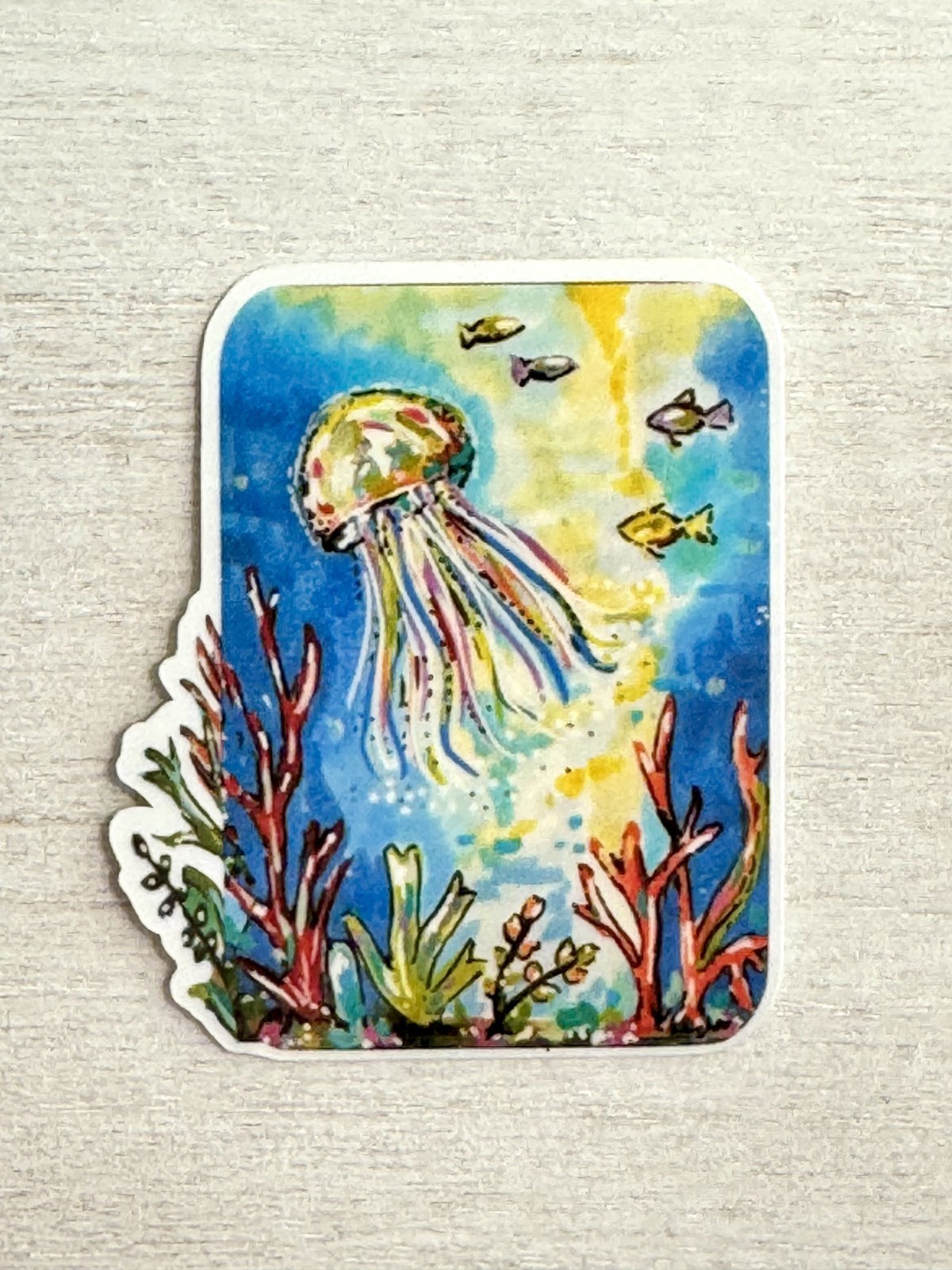 Jellyfish Sticker, ACEO Under the Sea Sticker, ACEO Decal, Waterproof, Ocean