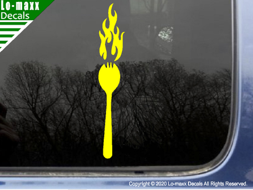 Flaming Spork Original Art High Quality Various Colors Sizes Die Cut Vinyl Decal