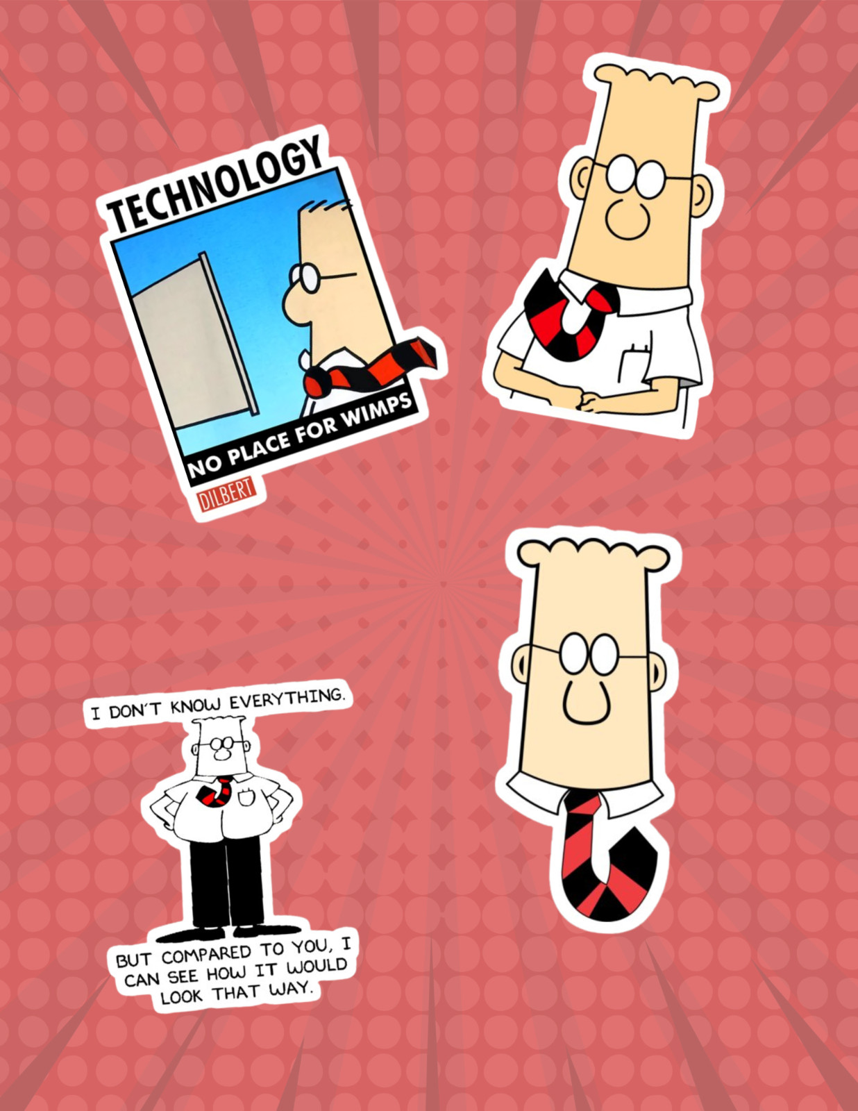 Dilbert 80's Cartoon 4pc Sticker Pack
