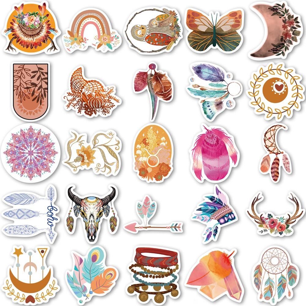 50PC Cottagecore Stickers, Bohemian Retro Boho Aesthetic stickers,127