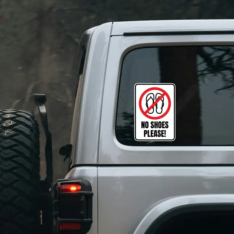 No Shoes Please – sticker decal for window / office / store – 5"x7" – New