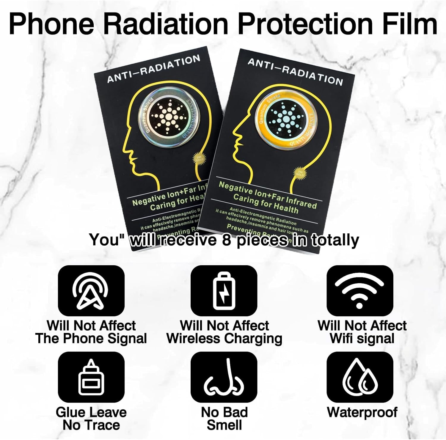 8-Pack Radiation Blocking Stickers – Gold & Silver Energy Balancers for Devices