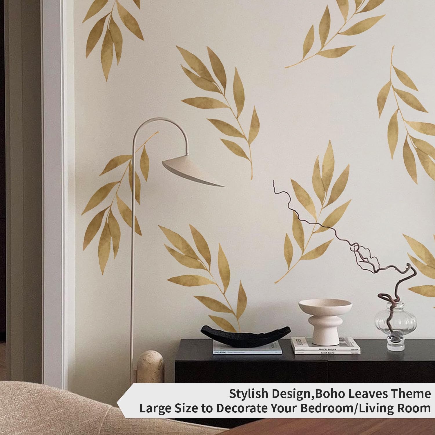 Flortlias Boho Wall Decals Peel and Stick Large Wall Sticker Leaves Vinly Tra…