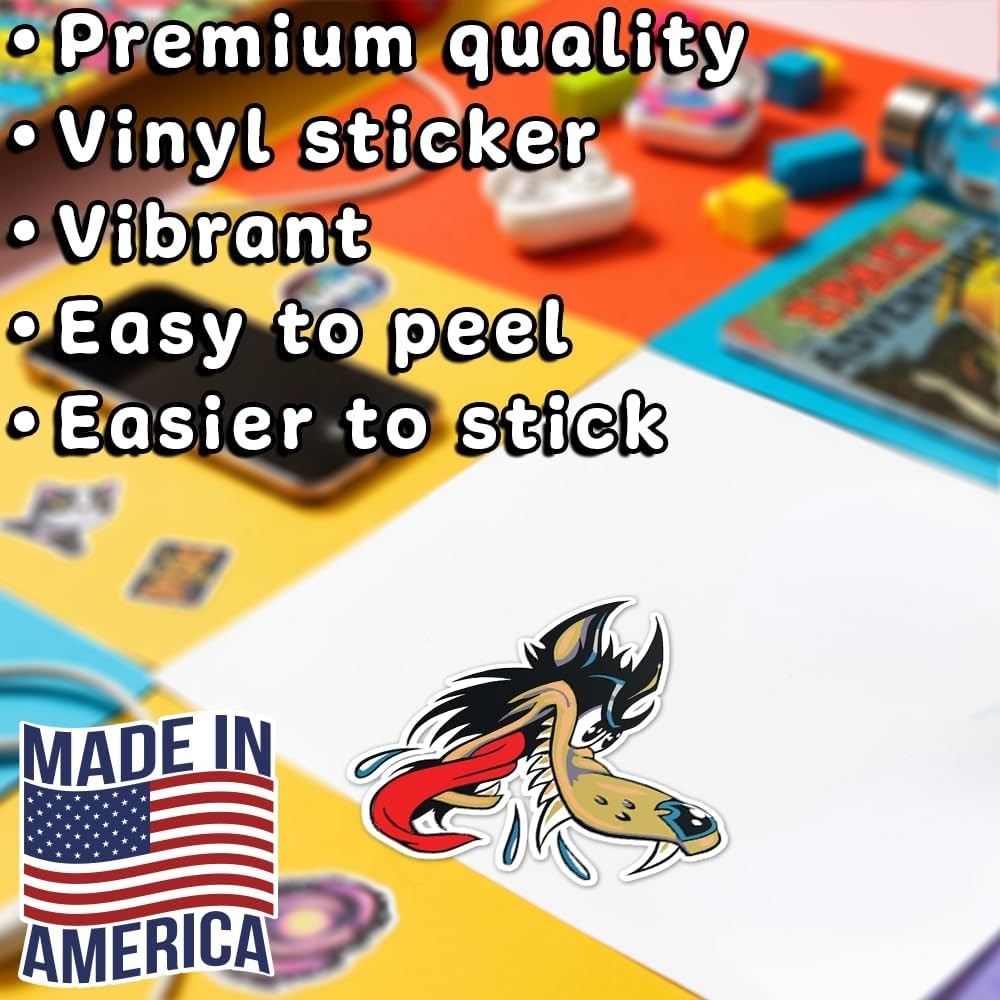 Big Bad Wolf Head Kustom Kulture Cartoon Vinyl Decal Car Bumper Sticker 5"x4"