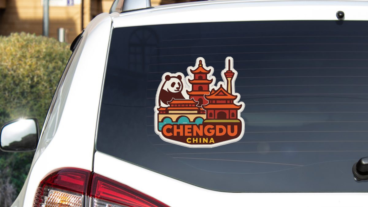 Chengdu China Sticker Decal Vinyl Die-Cut City Skyline Landmark Design