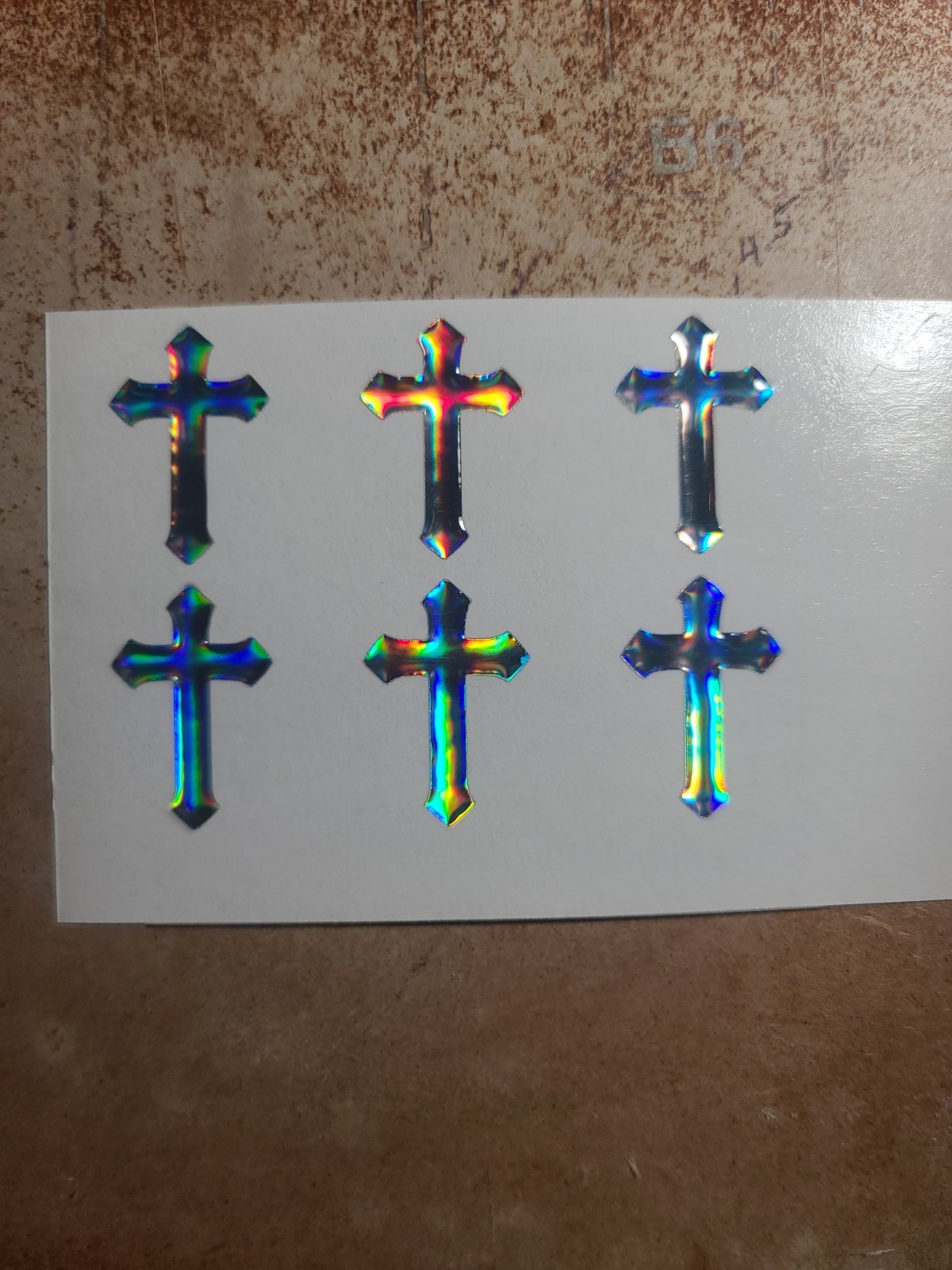 Holographic Religious Resin Cross Mini Decal Stickers Oil Slick Shine (1-inch)