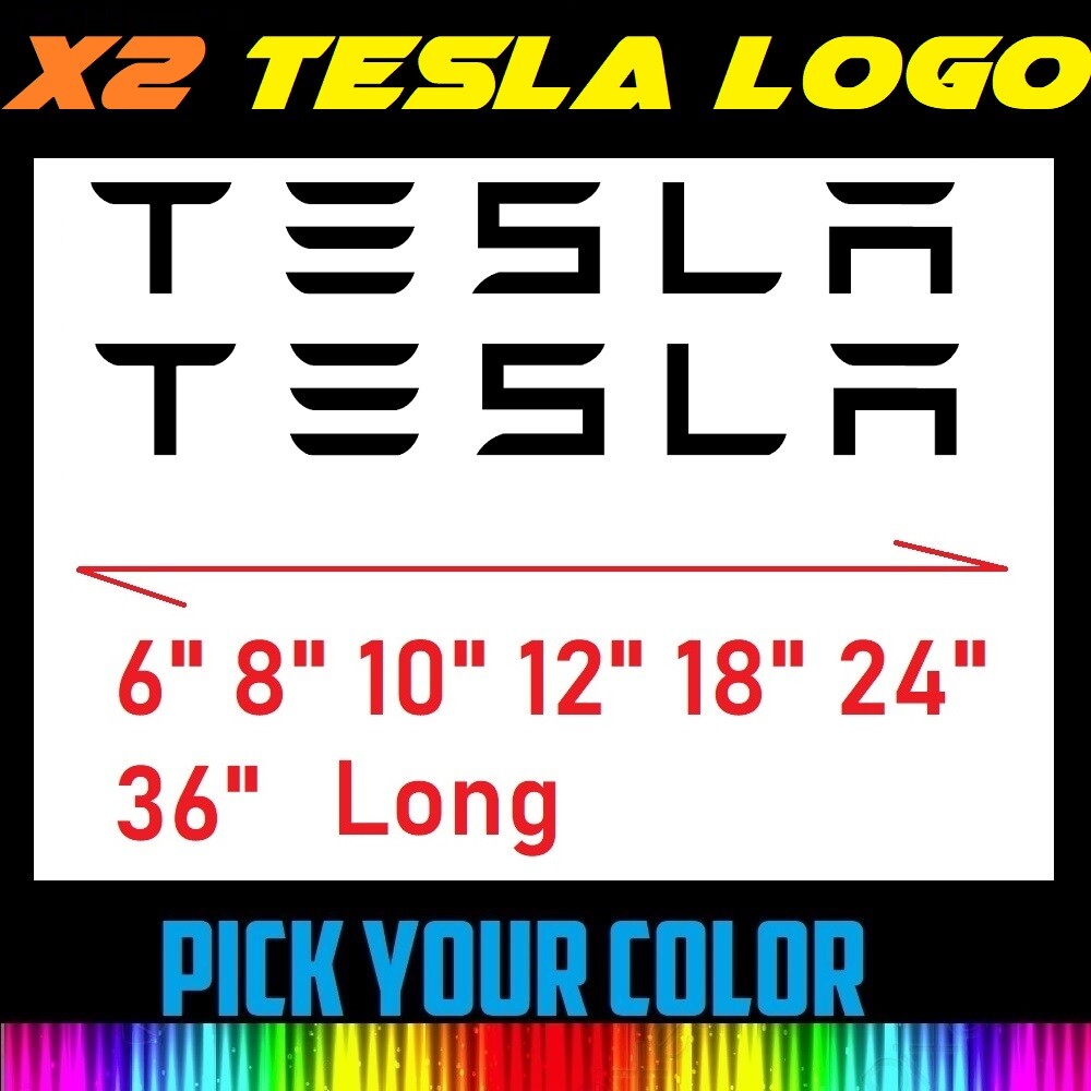 x2 6" 8" 12" 24" 36" TESLA Vinyl Wheel Window Decal Car Sticker FREE SHIPPING