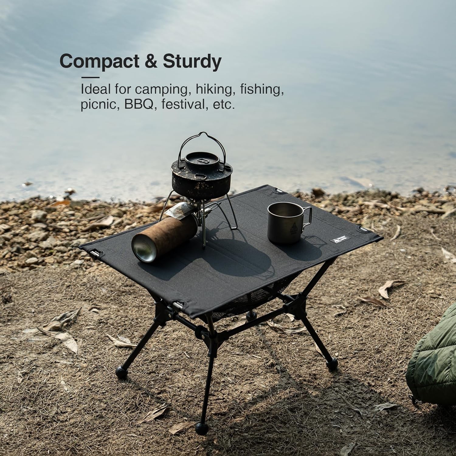 Dipper Camping Table, Lightweight Portable Folding Table with Mesh Storage Net,