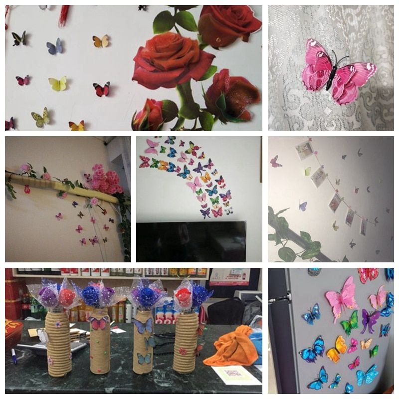 Wall Butterfly Art Decor 3d Home Sticker Decal Stickers Room Diy Decals 12pcs