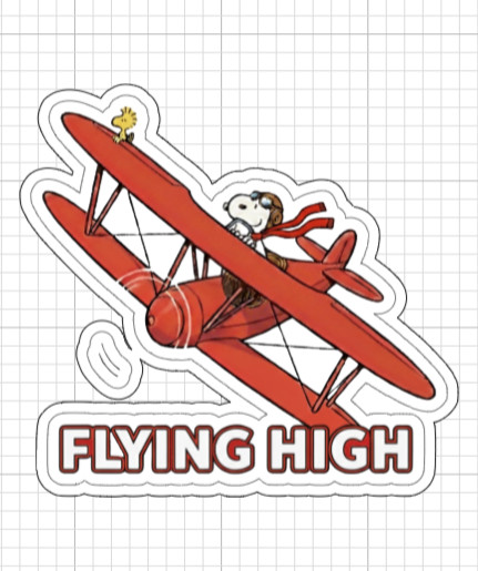 (2) Snoopy Flying High Sticker Red Biplane Woodstock Flying Ace Vinyl Decal