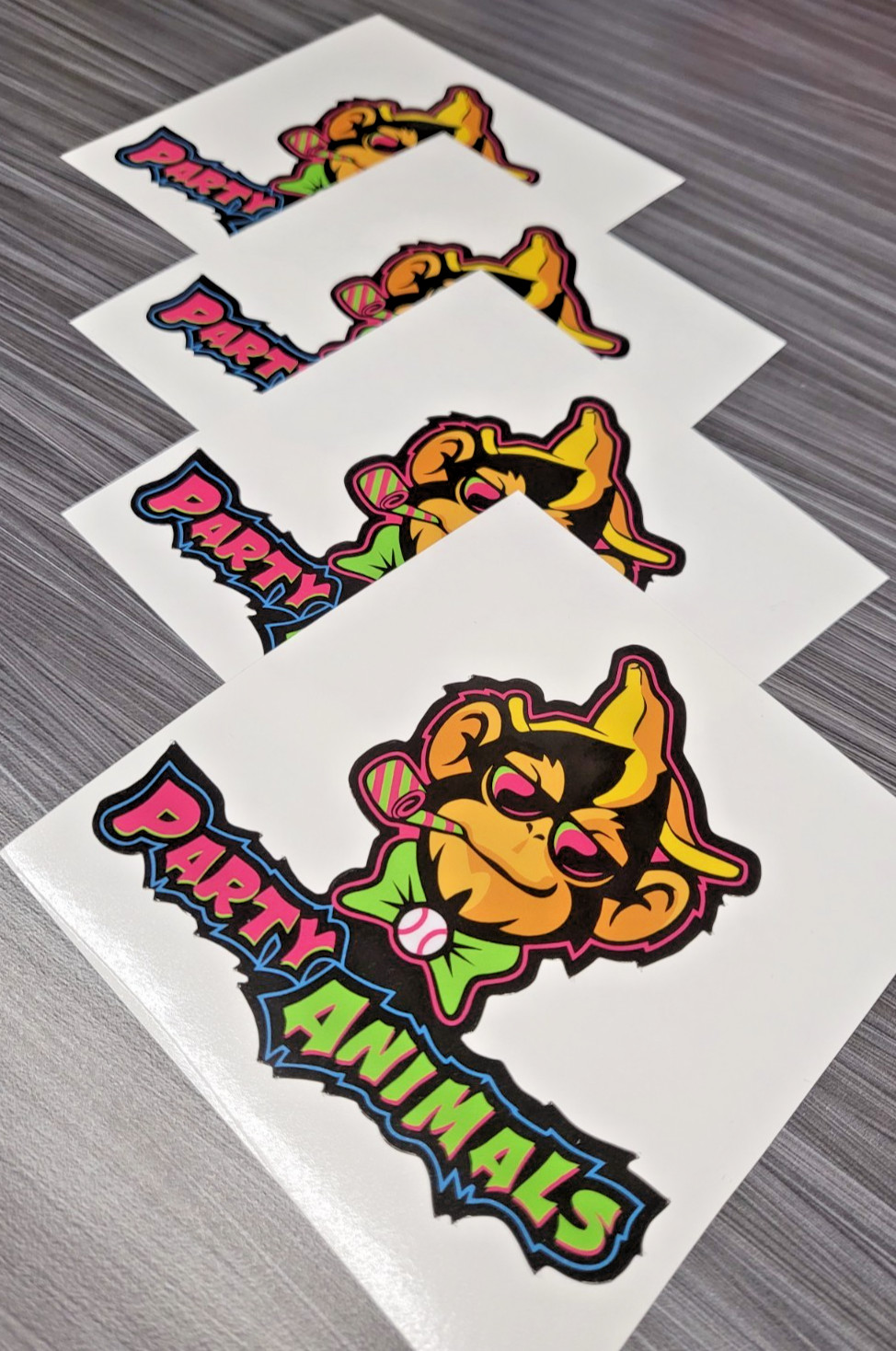 LAMINATED PARTY ANIMALS BANANA BALL STICKER