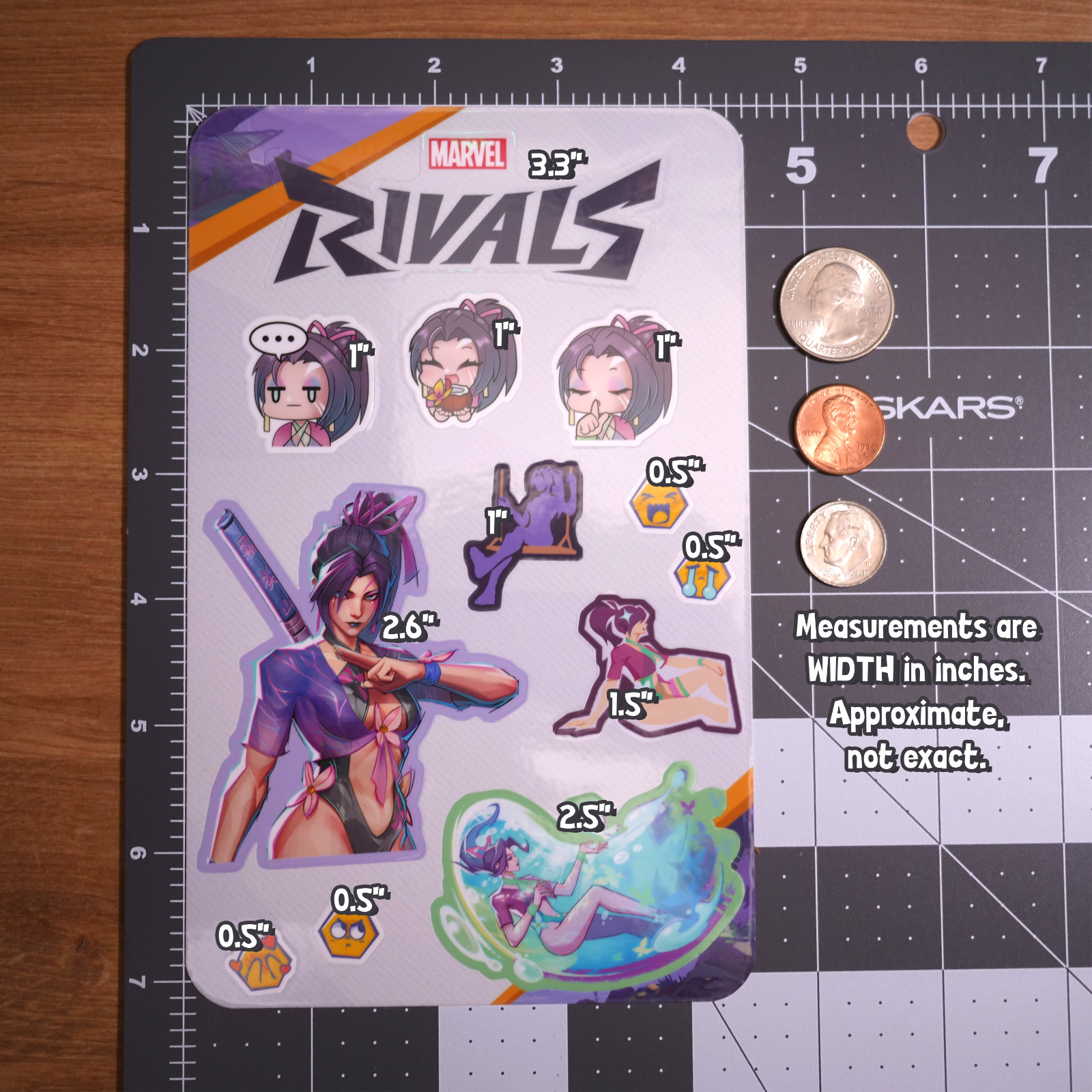 Marvel Rivals Summer Skins Sticker Sheets (Psylocke, Luna Snow, Thor, and Loki)