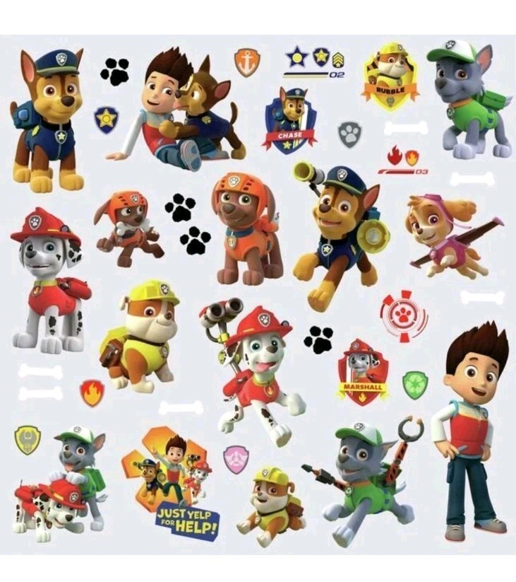 New Paw Patrol – Just Yelp For Help Peel/Stick – 37 Decals Wall Decor No Residue