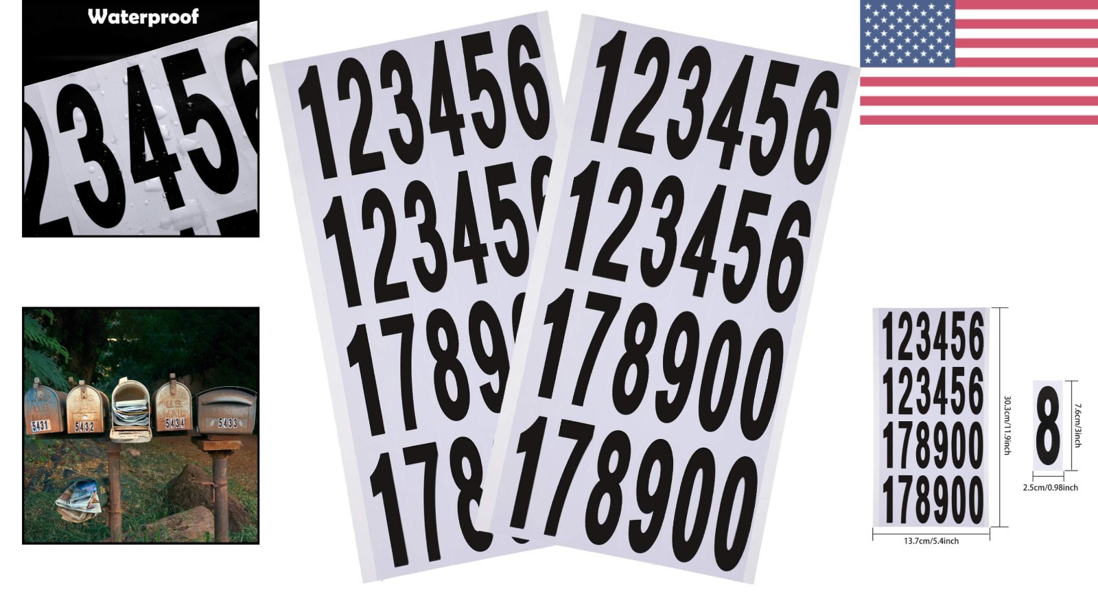 Minimalist Vinyl Number Stickers 3 Inch for Mailbox and Business Signs