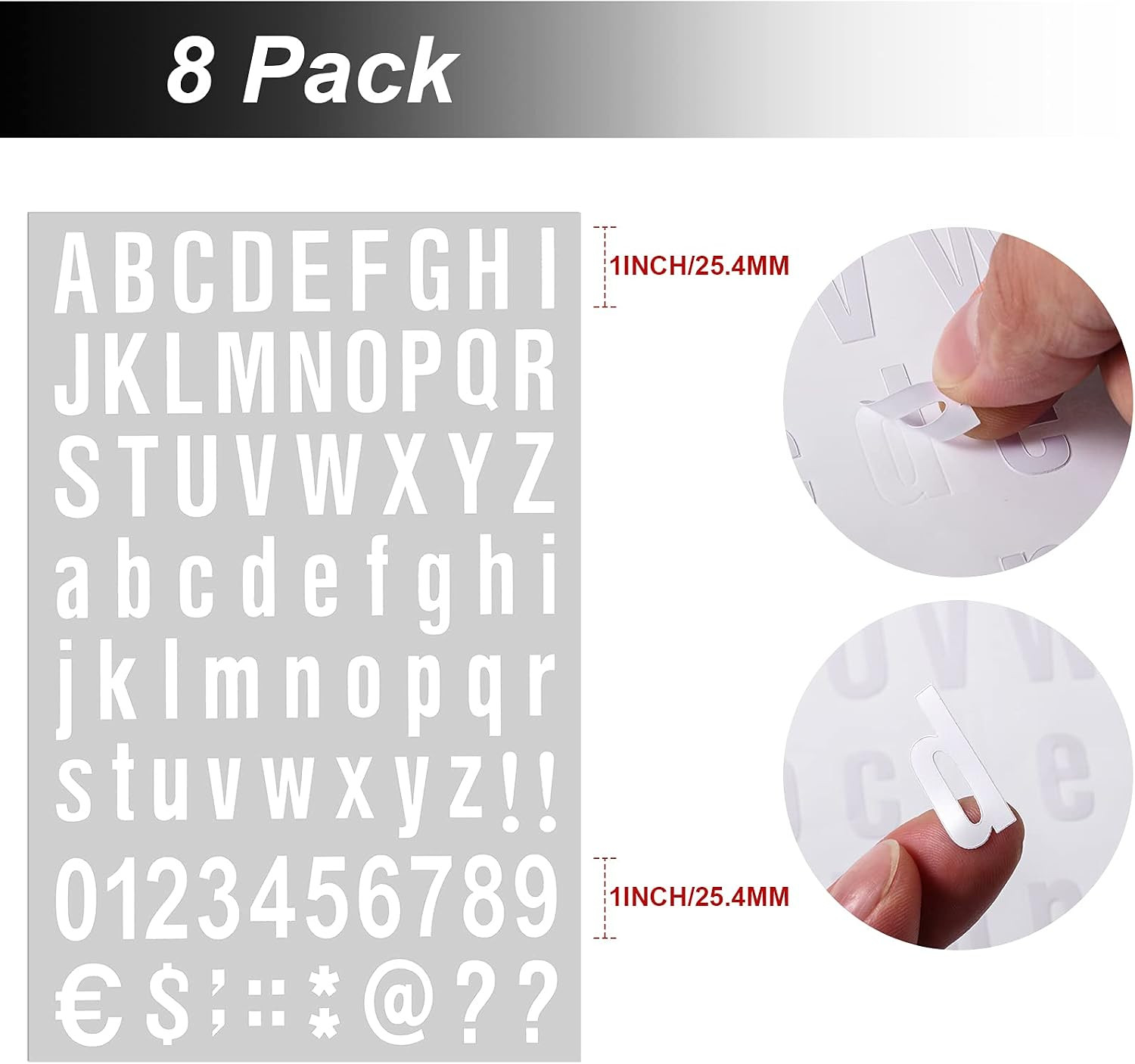 8 Sheets Self Adhesive Vinyl Letters Numbers Kit, Mailbox Numbers Sticker for Ma