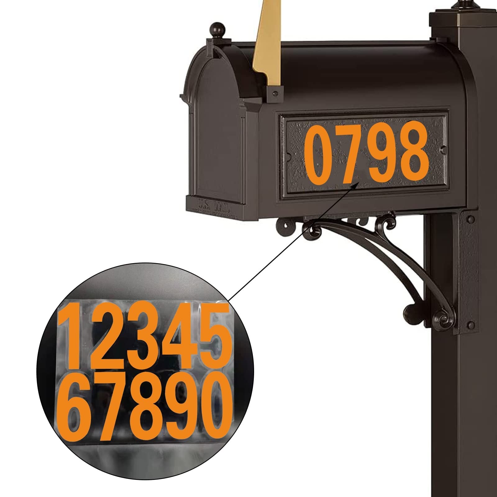 Mailbox Numbers Reflective Stickers for Outside,4 1.85"x3.82", Yellow