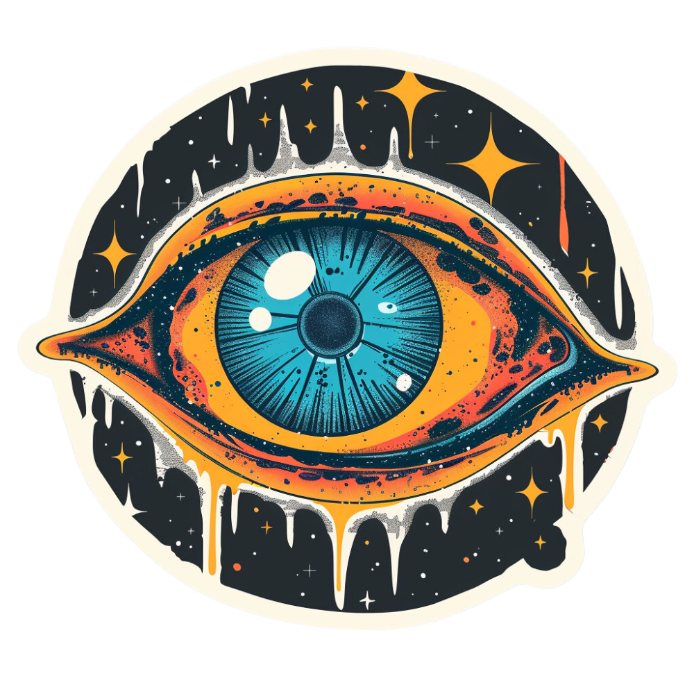 Psychedelic Space Retro All Seeing Eye Abstract Sticker Decal Glow Dark Vinyl
