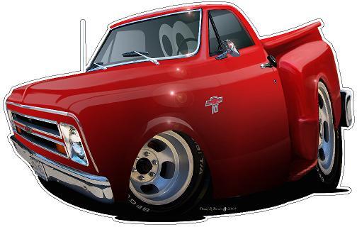 Wall Decal Compatible with 1967 Chevy Stepside Cartoon Truck Boys Room Garage