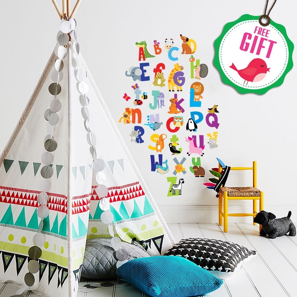 ABC Wall Decals – Alphabet Educational Animal Stickers – Classroom Decor – Pl…
