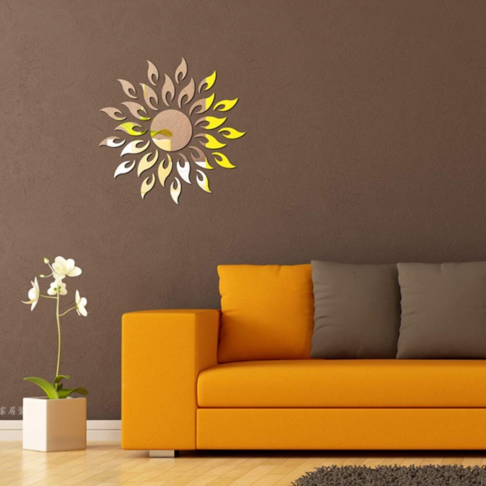 2 x Sunflower Mirror Wall Stickers Decor Acrylic DIY Self-Adhesive Wall 🔥NEW🔥