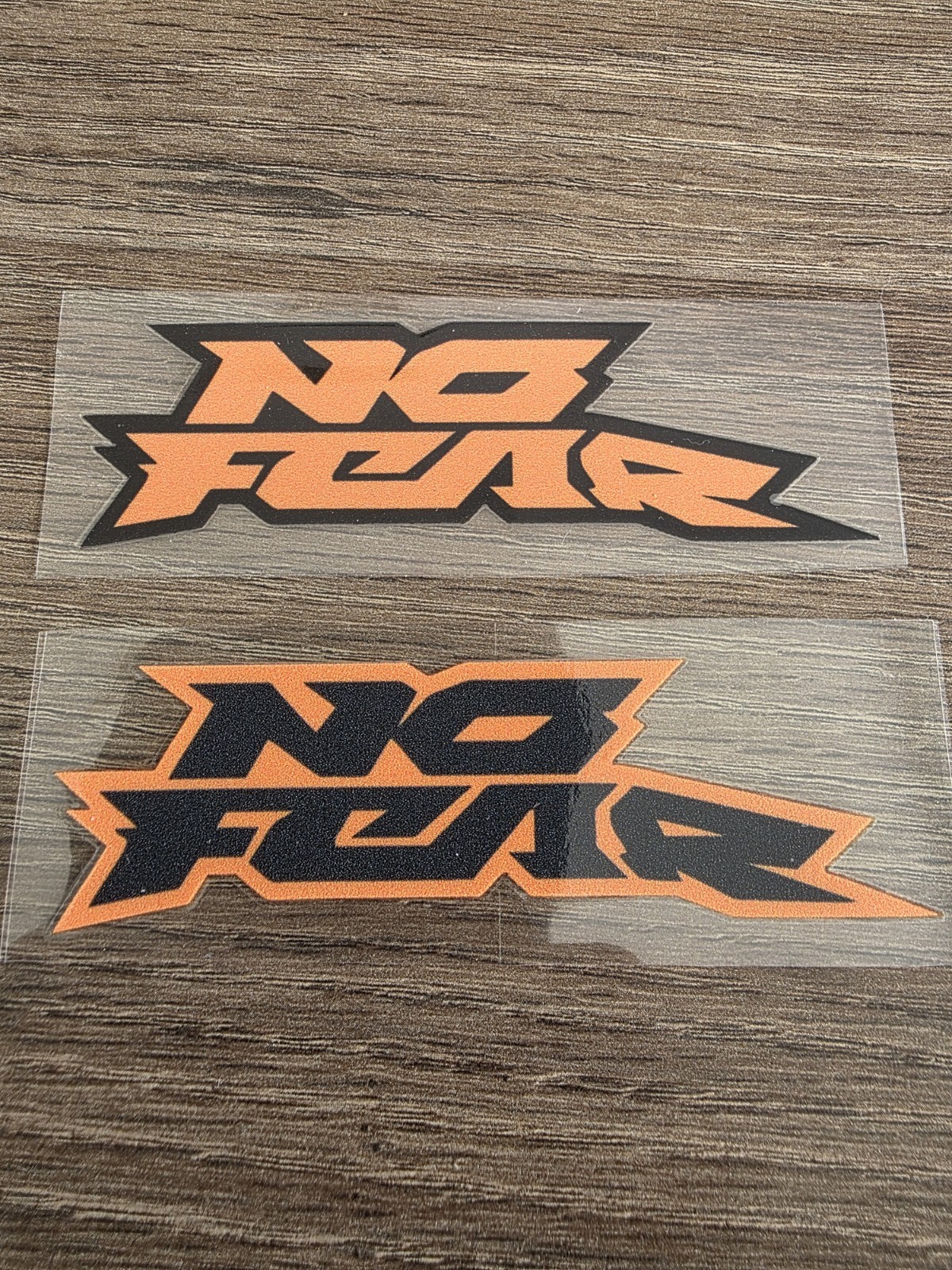 2X NO FEAR Orange & Black DECAL STICKER Waterproof Raised UVDTF 4in
