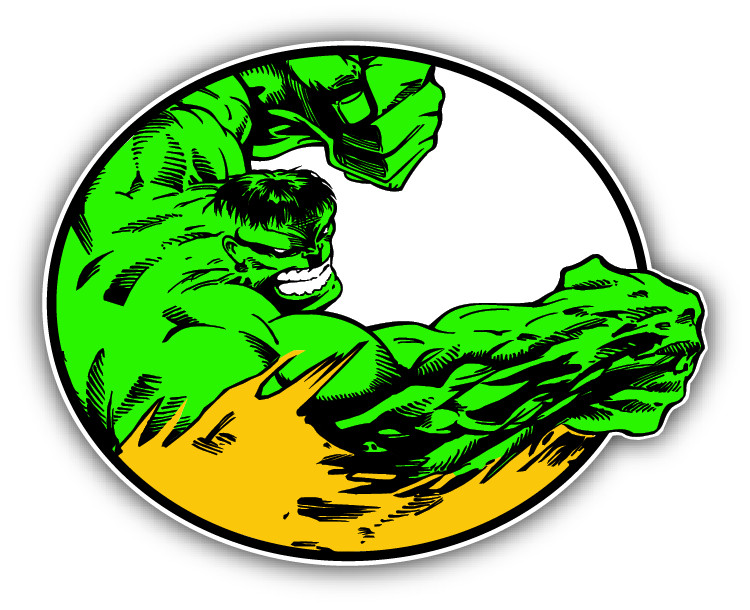 Hulk Kick Cartoon Car Bumper Sticker Decal 5"x 4"