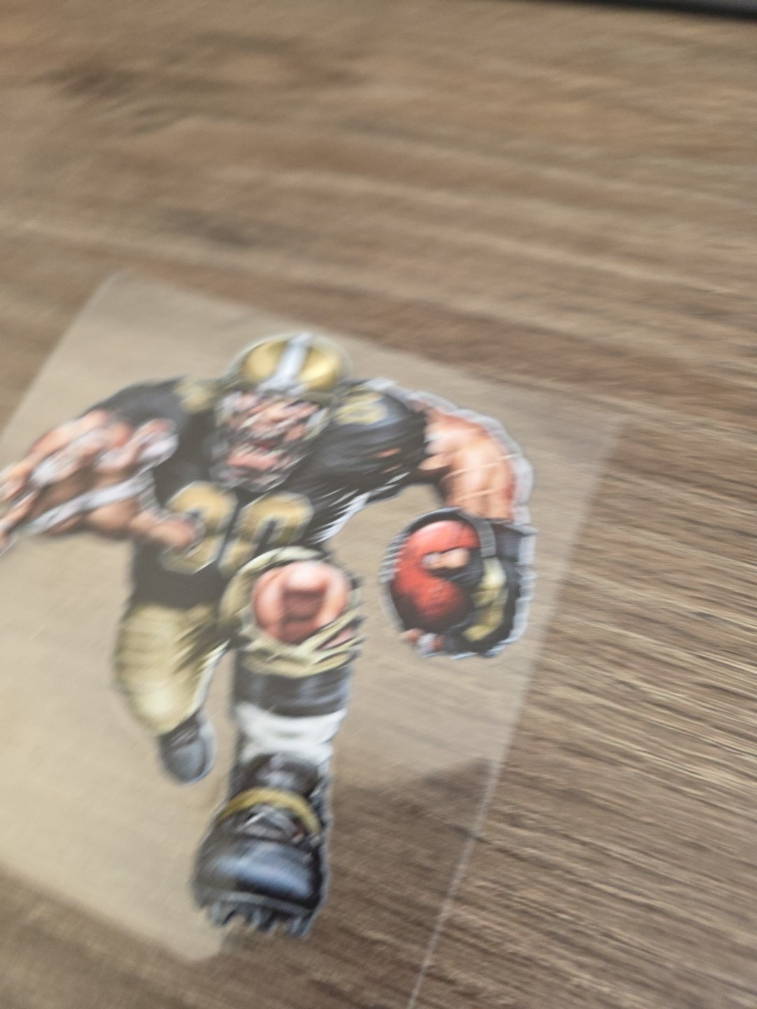 New Orleans Saints Running Football Player Raised UV DTF Decal 4in X 4in Color.