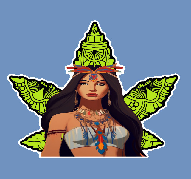 Green Tribal Pot Leaf Native Stoner Vinyl 420 Weed Sticker Marijuana UV Safe