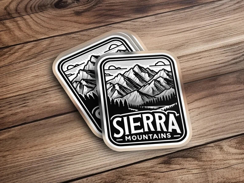 Sierra Mountains Sticker – Outdoor Adventure Decal, Travel Vinyl, Water-Resistan