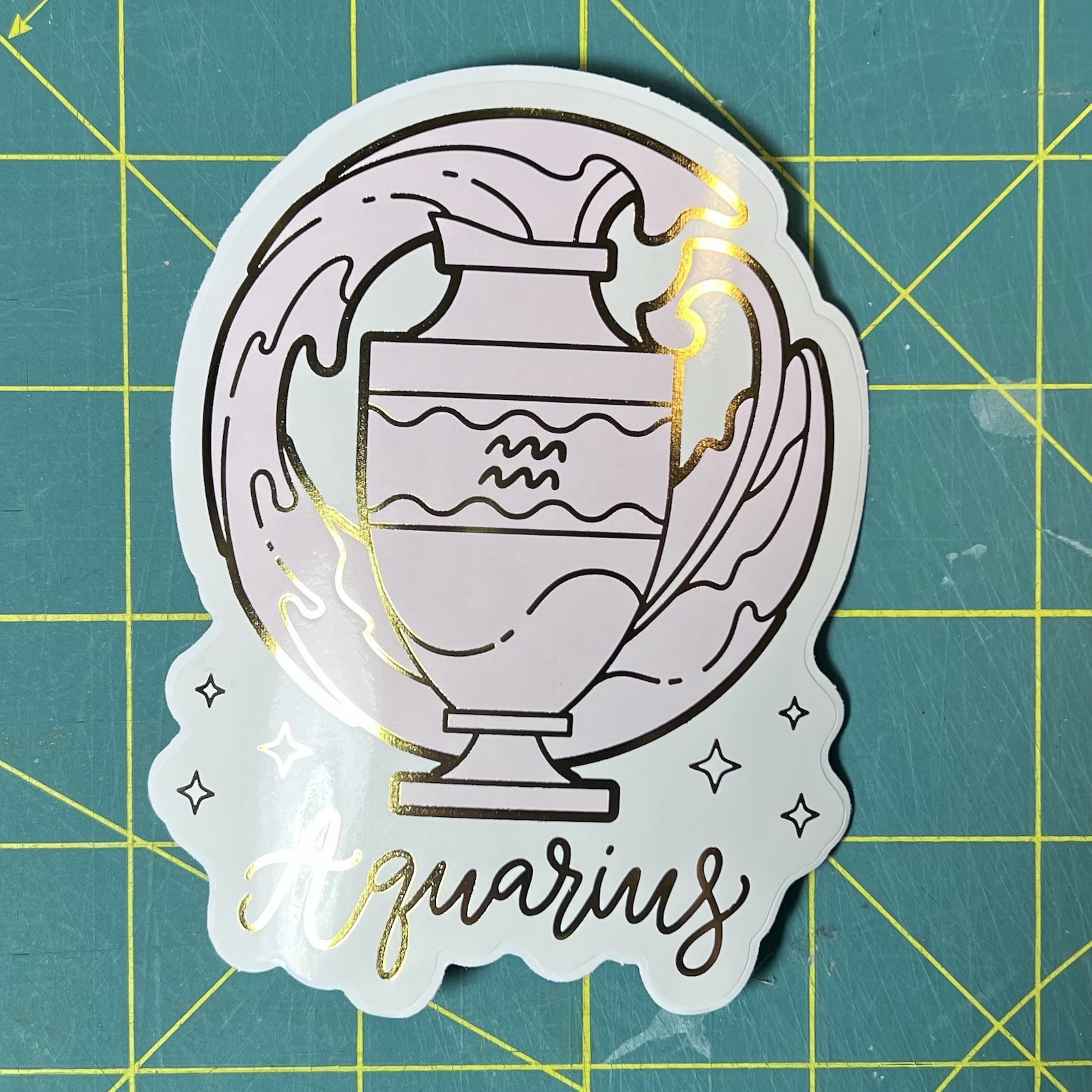 Aquarius Vinyl Diecut Sticker UV Fade Resistant Dishwasher Safe 3.5” X 3.5”