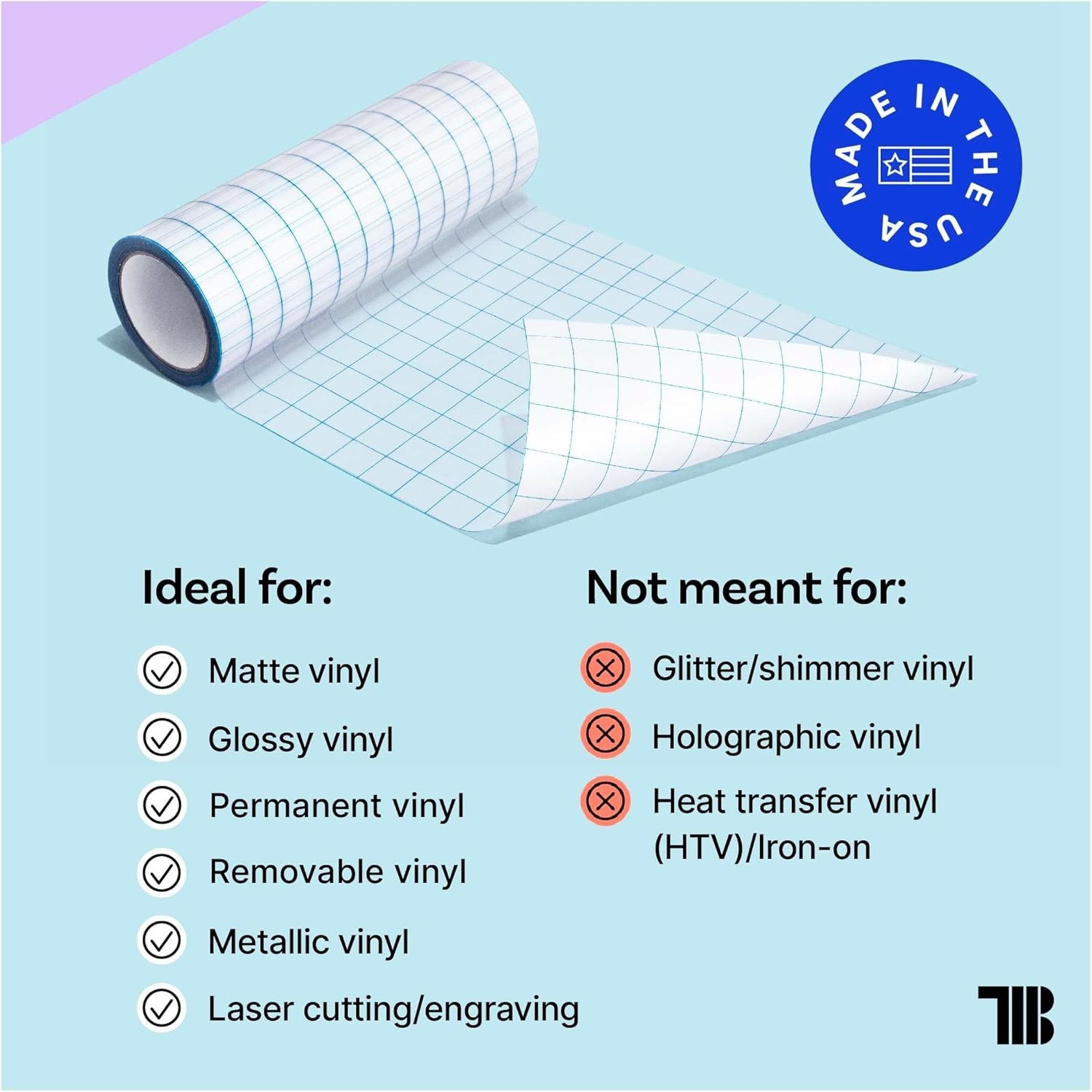 12" X 100' Roll of Clear Transfer Tape for Vinyl, Made in America, Vinyl Transfe