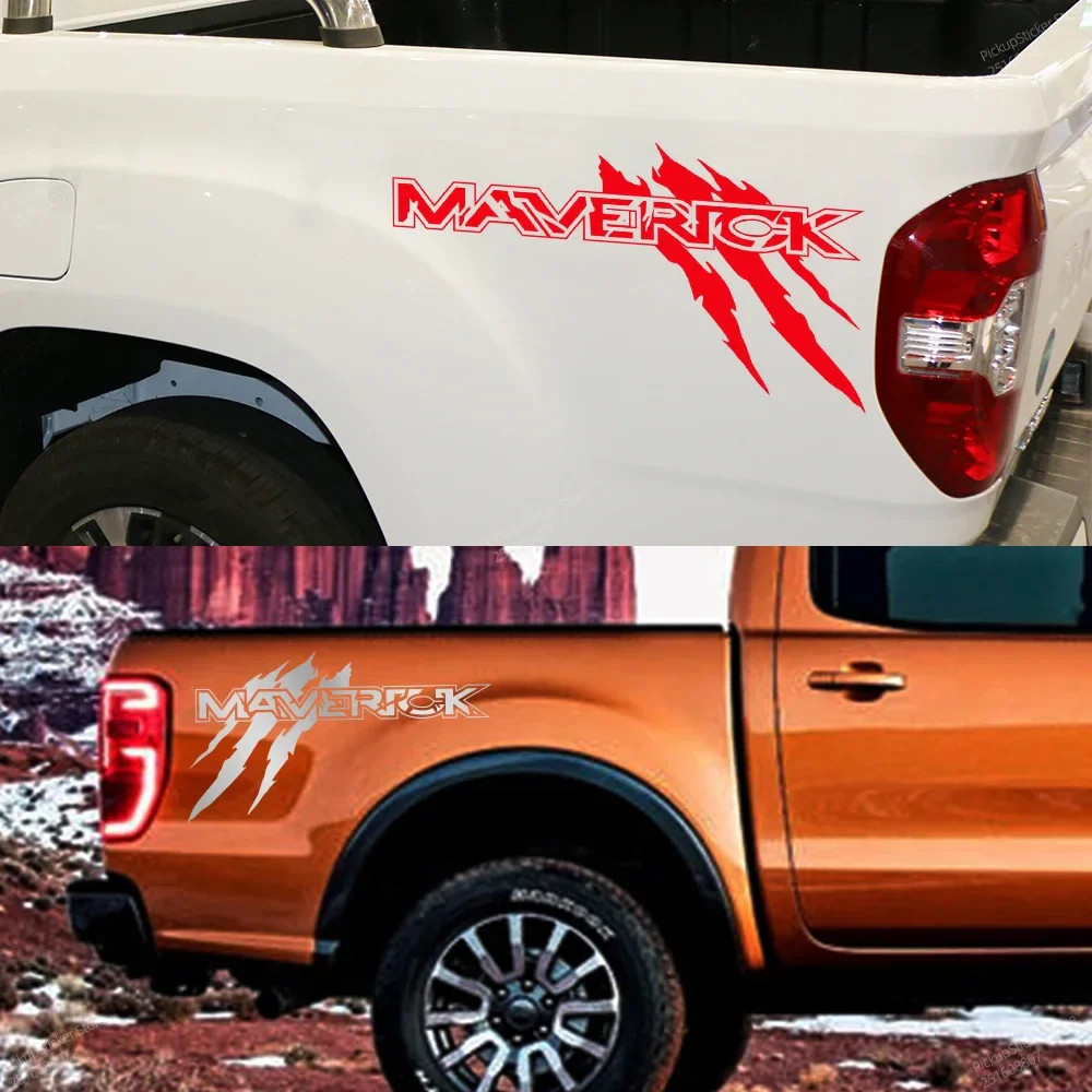 Aftermarket Ford Maverick Claw Style Pickup Bed Side Graphic Kit – Vinyl Decal (