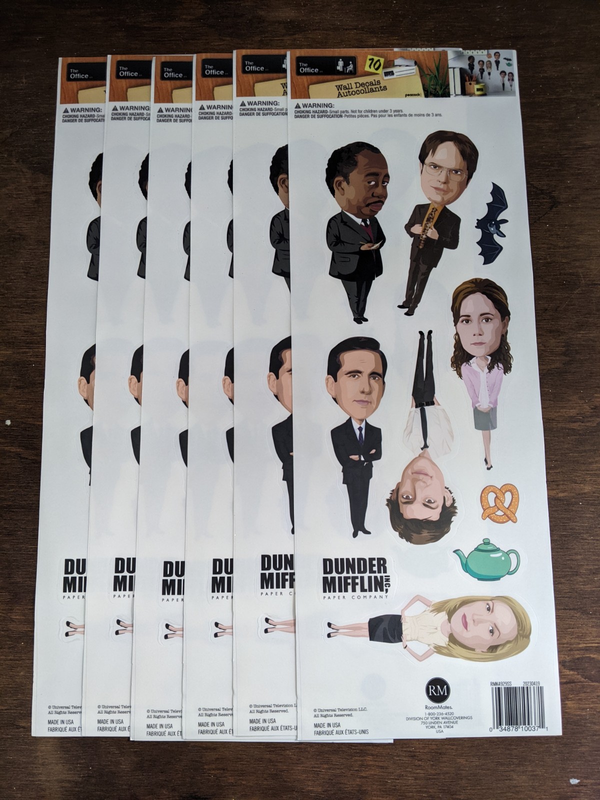 The Office Dunder Mifflin 10 Wall Decals Removal Restick Stickers Lot Of 6