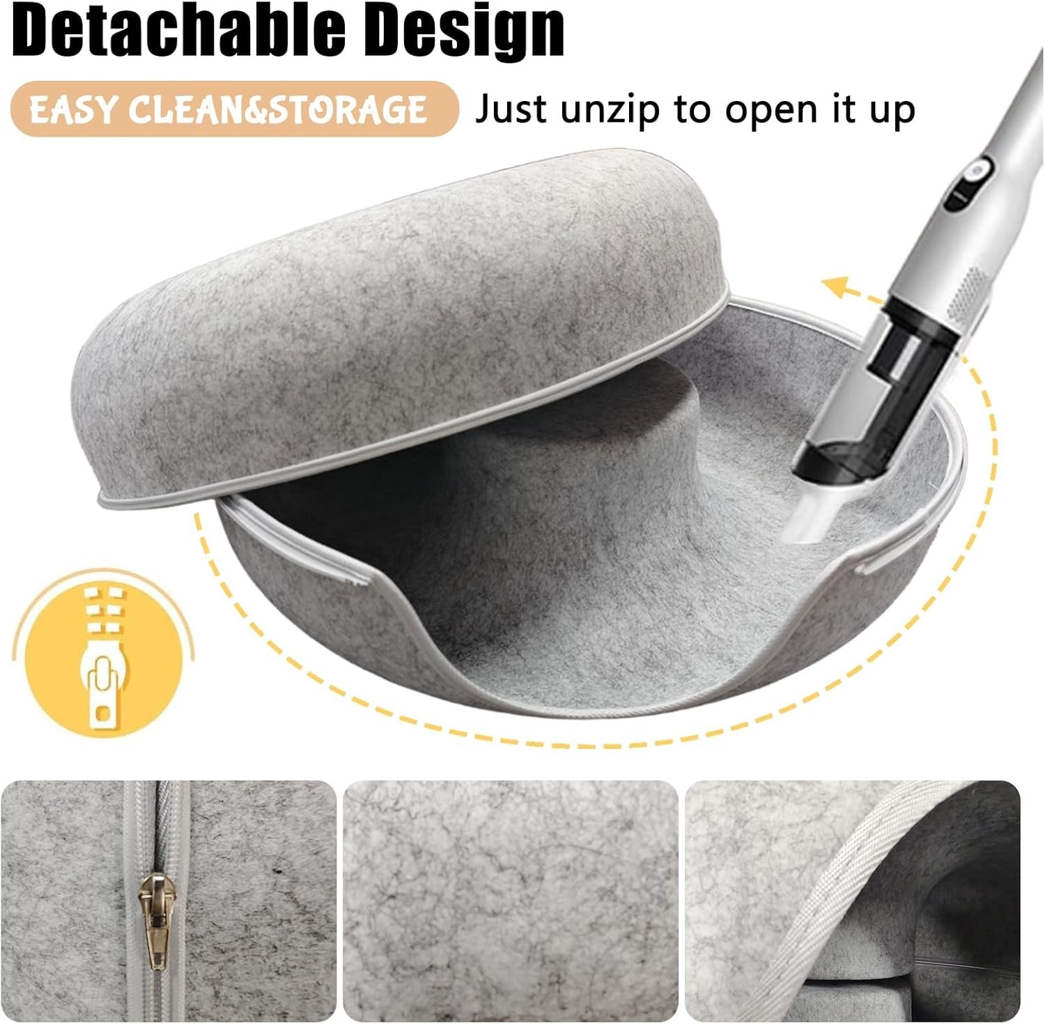 Bed for Cats 24inch Washable Interior for Indoor Cats Light Gray
