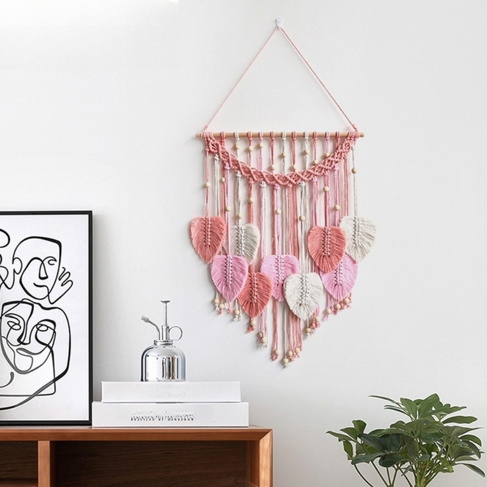 for Nordic Style Leaf Tapestry 50x70CM Hand Woven Cotton Wall Hanging Decor