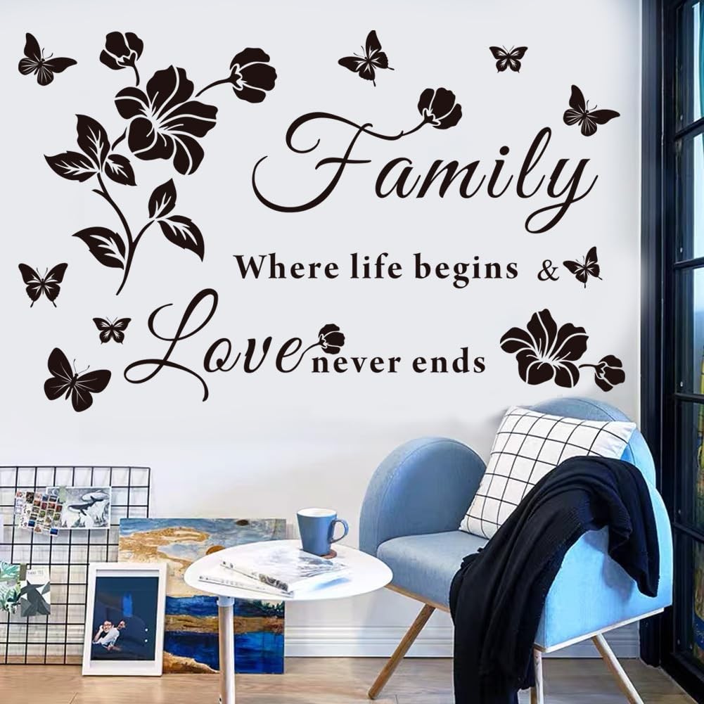 Family Wall Decals Quote Sticker Living Room Bedroom Decor Vinyl 29x19in