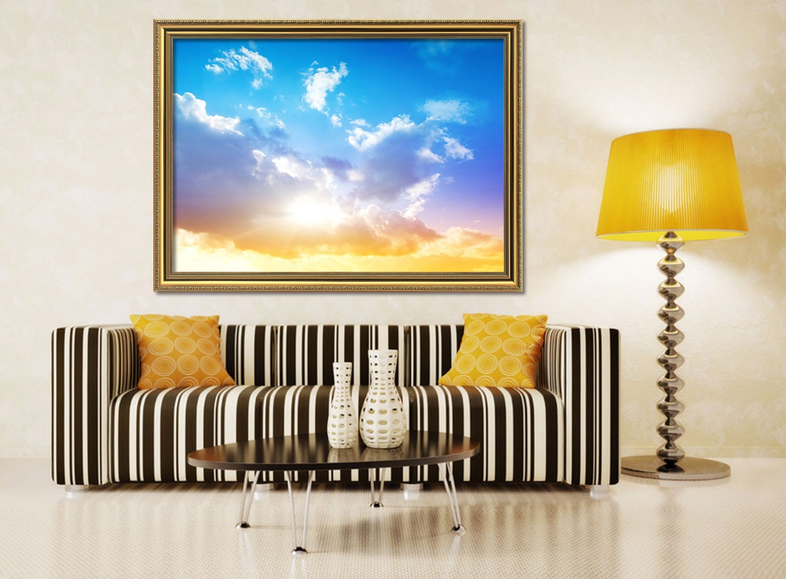 3D Blue Sky Sun 6 Fake Framed Poster Home Decor Print Painting Unique Art Summer