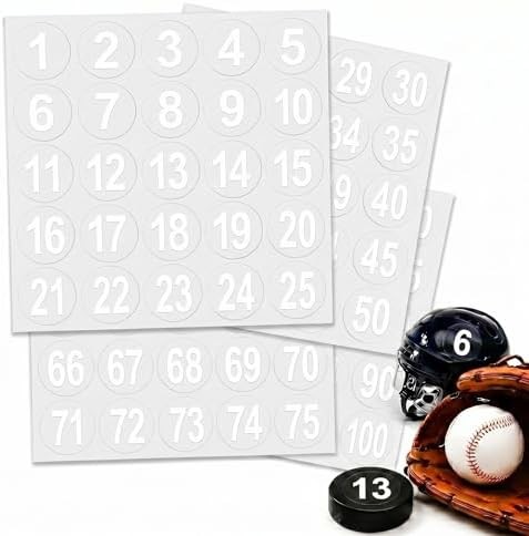 400 Pcs Sports Helmet Numbers Sticker 1.5 Inches Football Helmet Decals Baseball
