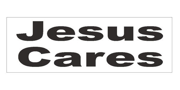 Jesus Cares Bumper Sticker or Helmet Sticker D681