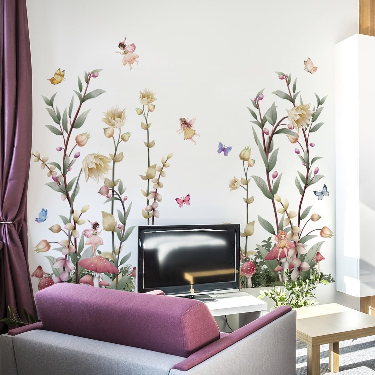 Boho Flower Wall Decals Fairy Wall Decor Wildflower Stickers with Peel and St…
