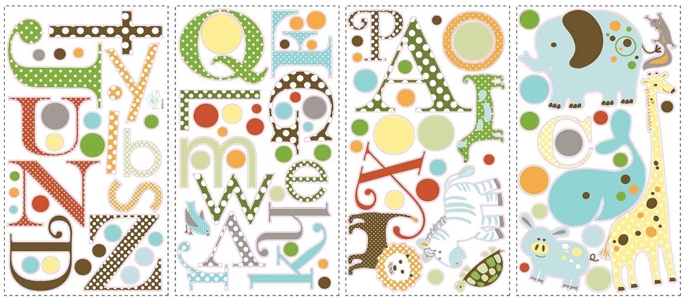 ANIMAL ALPHABET WALL STICKERS 107 NEW Letters Animals Decals Baby Nursery Decor