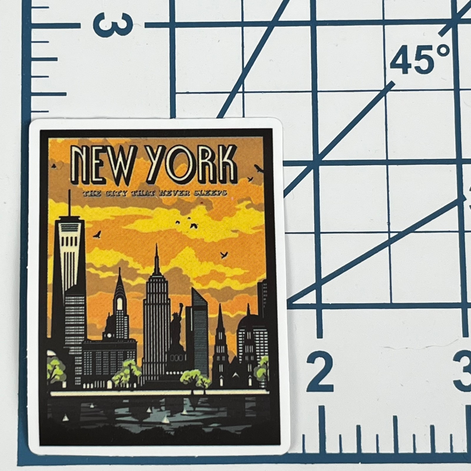 New York Vinyl Sticker NYC Skyline The City That Never Sleeps Retro Art Travel