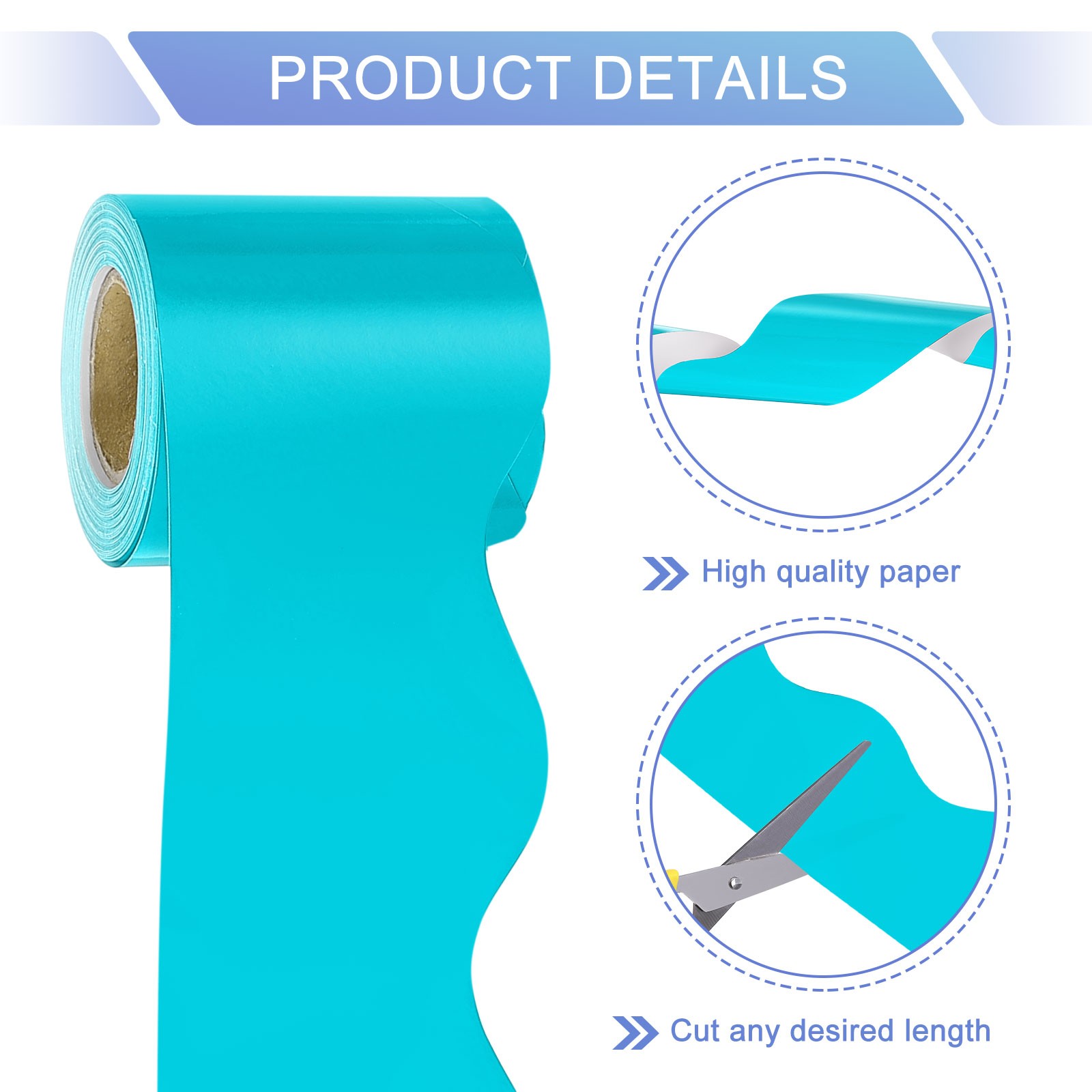 Bulletin Board Border, 32.8Ft x 2.24Inch Classroom Border Trim, Lake Blue