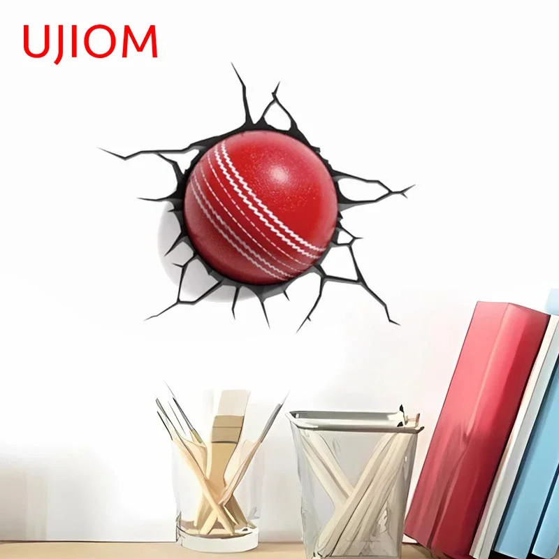 UJIOM 13cm Cricket Crack 3D Wall Stickers Waterproof Vinyl Decals Bedroom