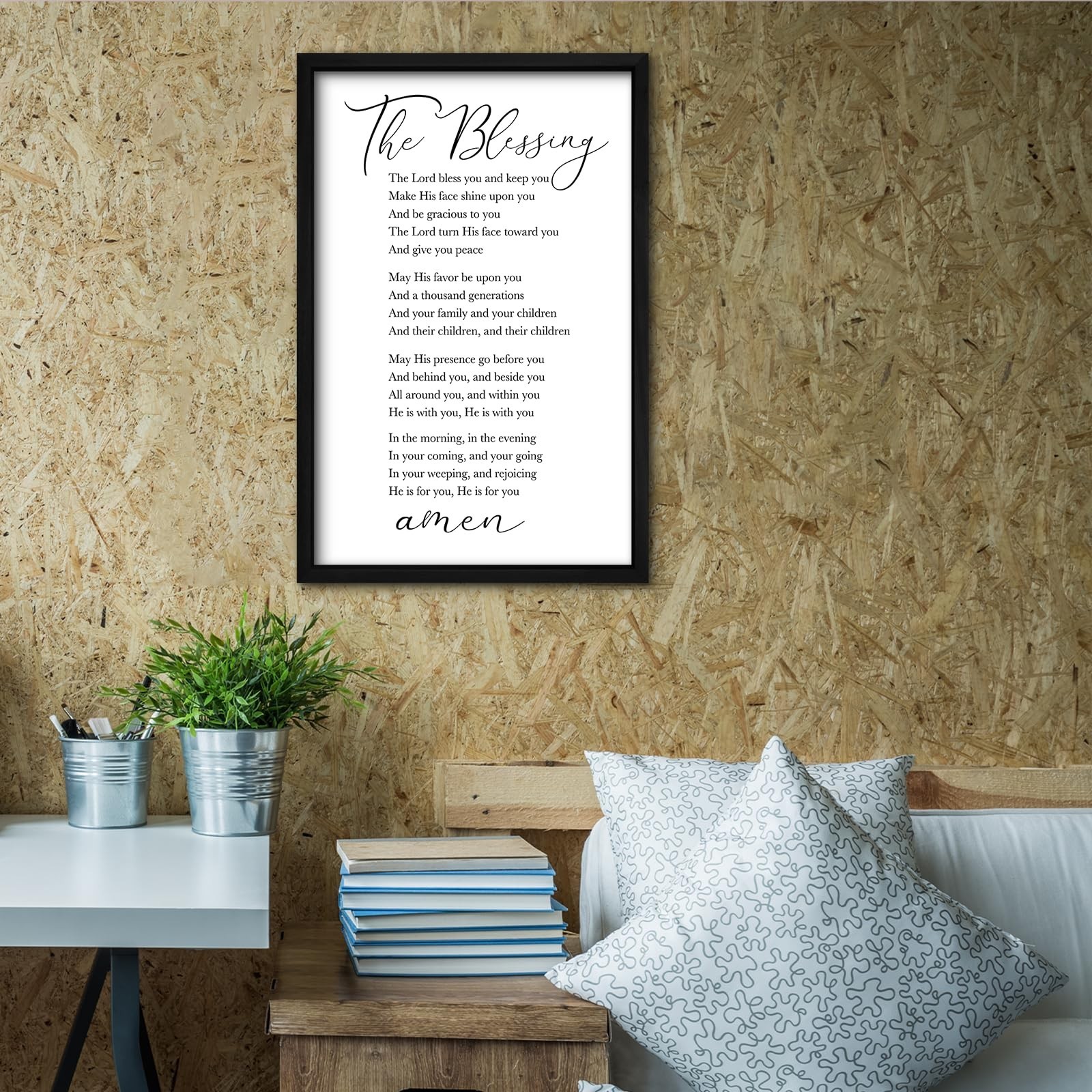 RLWangChao The Blessing Bible Verse Christian Wall Art for Home Decor 16"×1