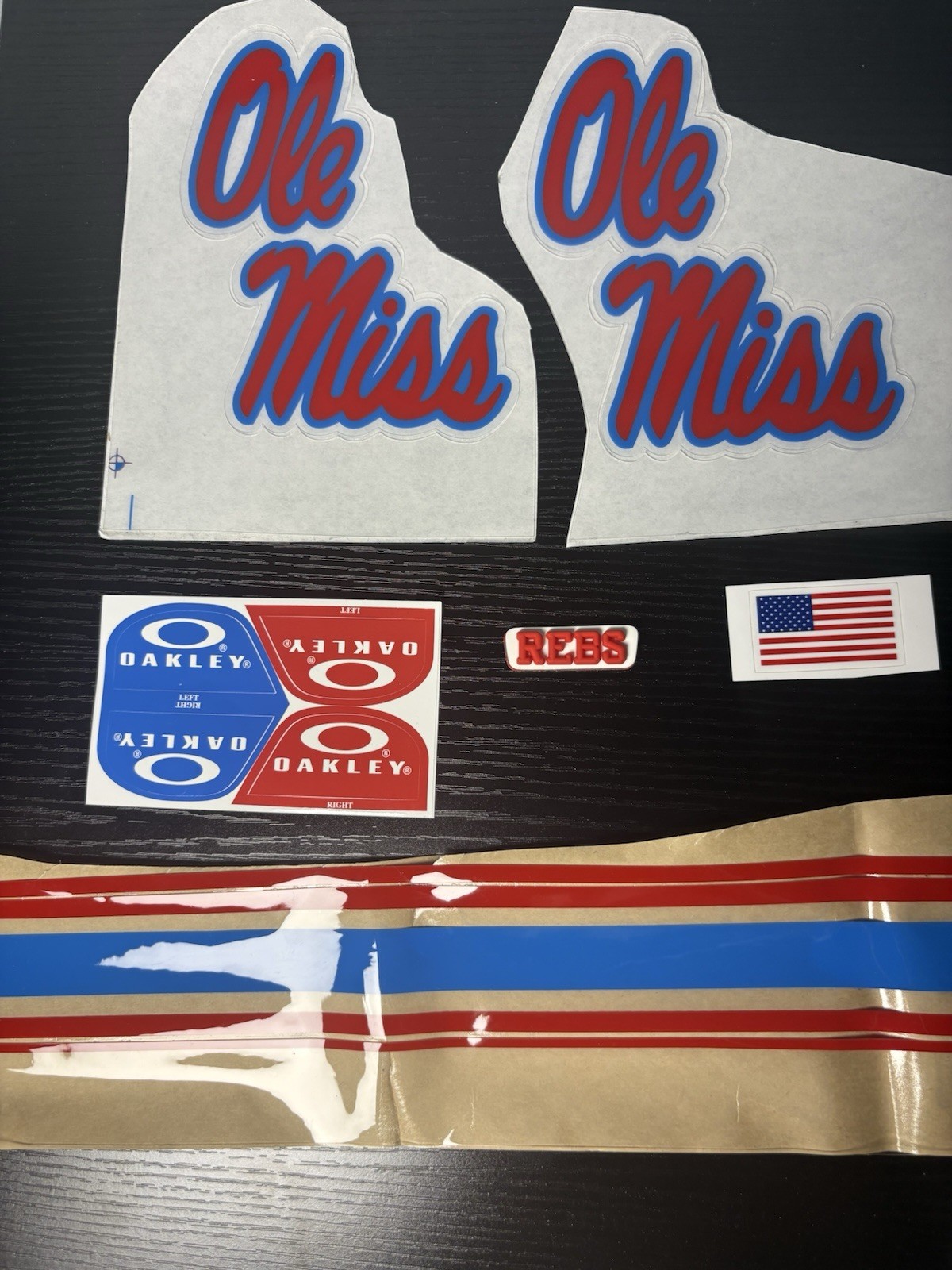 AUTHENTIC Ole Miss Football Shutt F7 Decals! Straight from Equipment Room. 20 ML