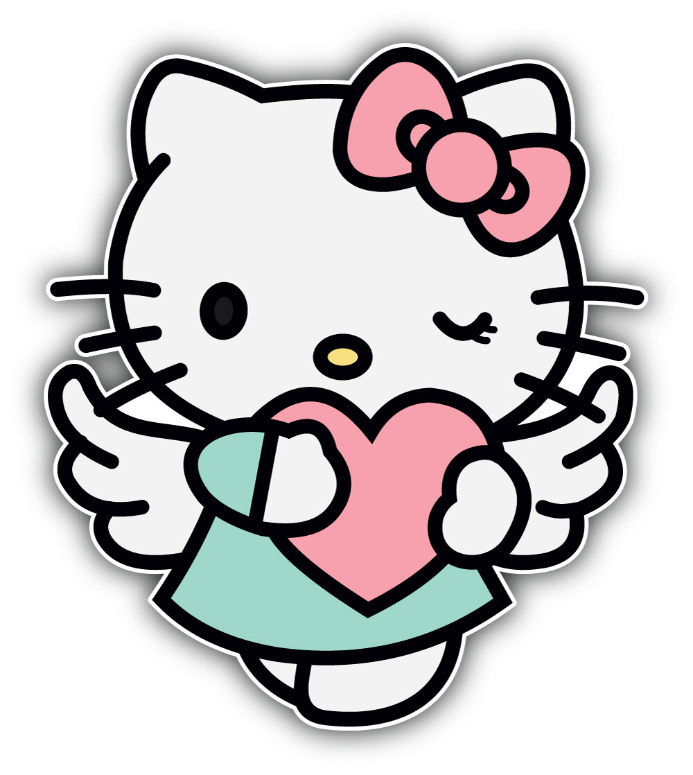 Hello Kitty Cartoon Heart Sticker Bumper Decal – "SIZES"